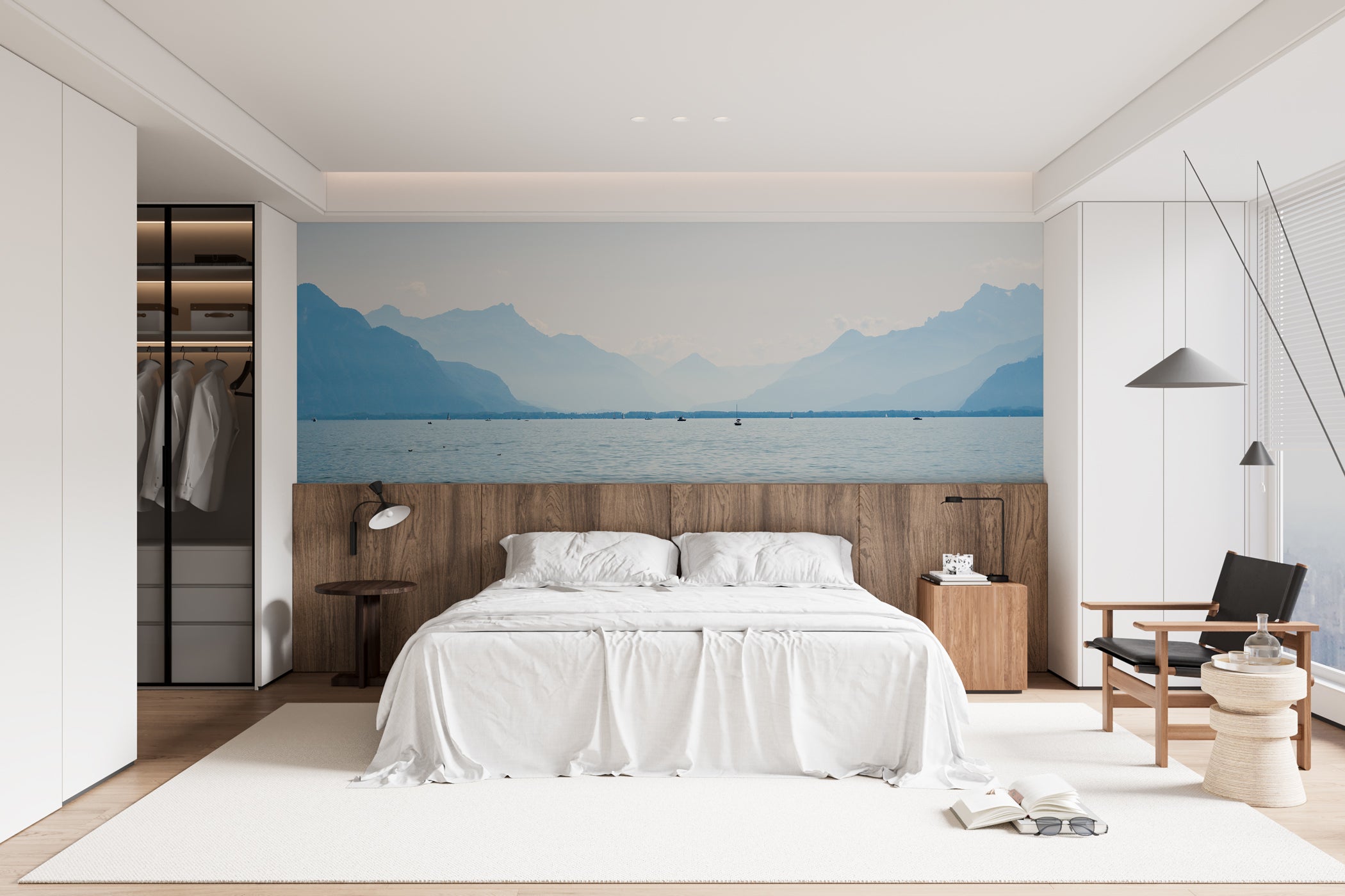 Papier peint panoramique Lac Léman – Montagnes et lac, XXL, tendance