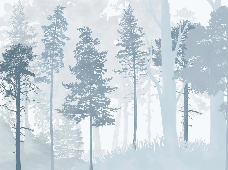 Papel pintado Bosque panorámico azul escandinavo