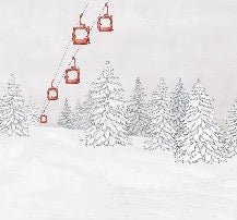 Papel pintado góndola roja montaña