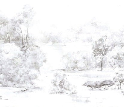 Papier peint forêt de pin aquarelle, XXL, tendance