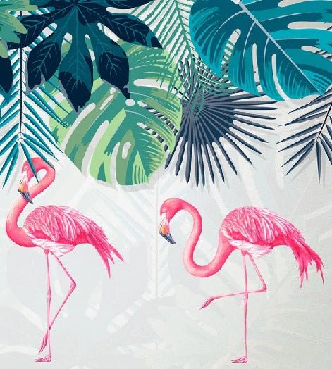 Elegante papel pintado de flamencos rosas