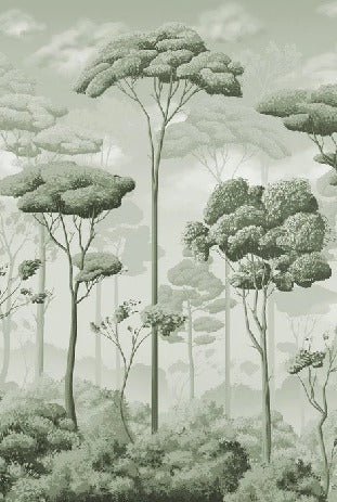 Papier peint panoramique pinède volupté vert, XXL, tendance