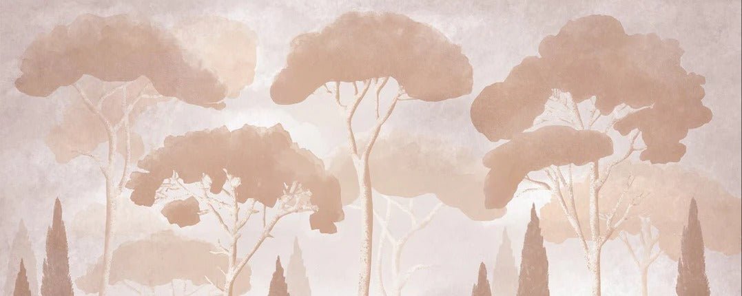 Papel pintado pino ciprés sepia
