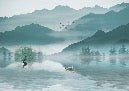 Papel pintado entre montaña y lago