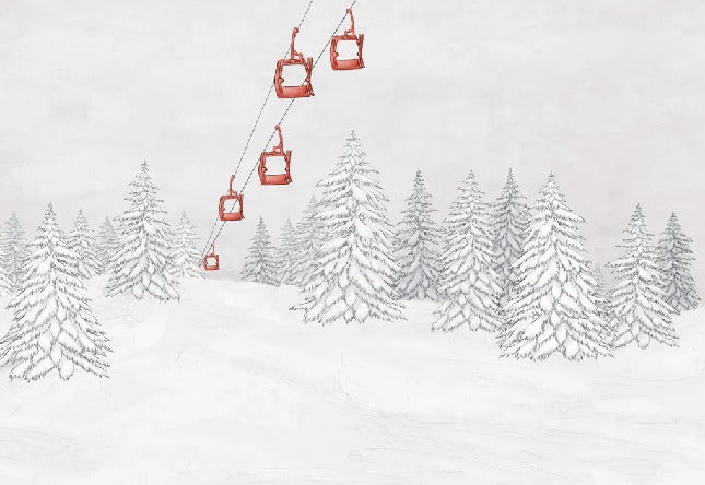 Papel pintado góndola roja montaña