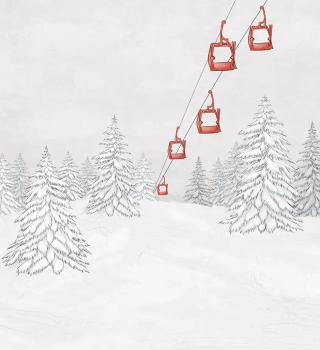 Papel pintado góndola roja montaña