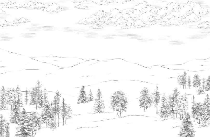 Papel pintado Cimes sketch montaña