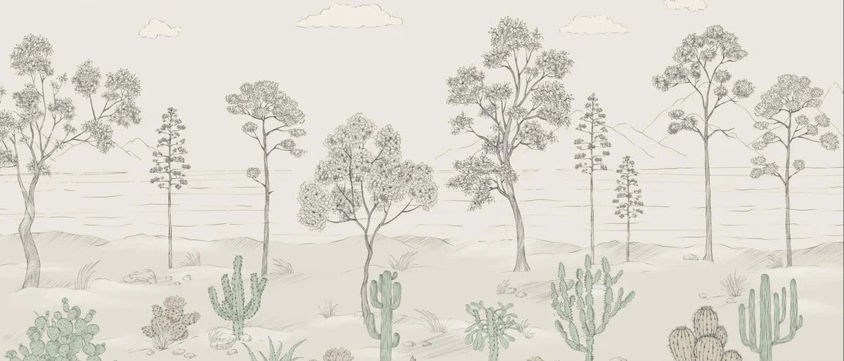 Papel pintado Oasis tropical verde de cactus