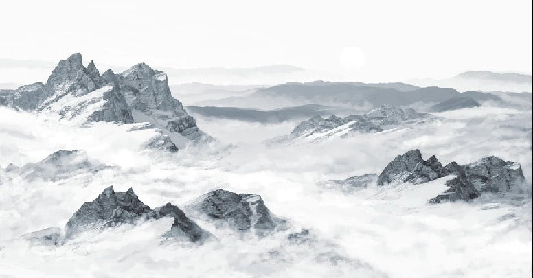 Papel pintado panorámico Montaña azul