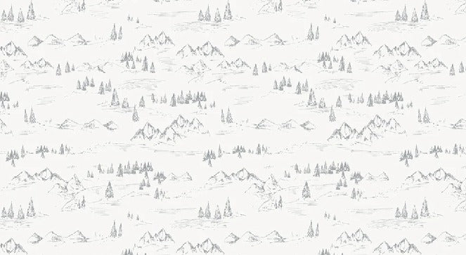 Papier peint illustration montagne et sapin, XXL, tendance