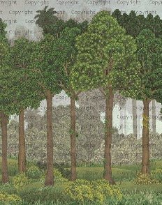 Papel pintado ilustrado Árboles grandes
