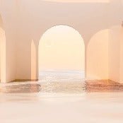 Papel pintado arco panorámico puesta de sol
