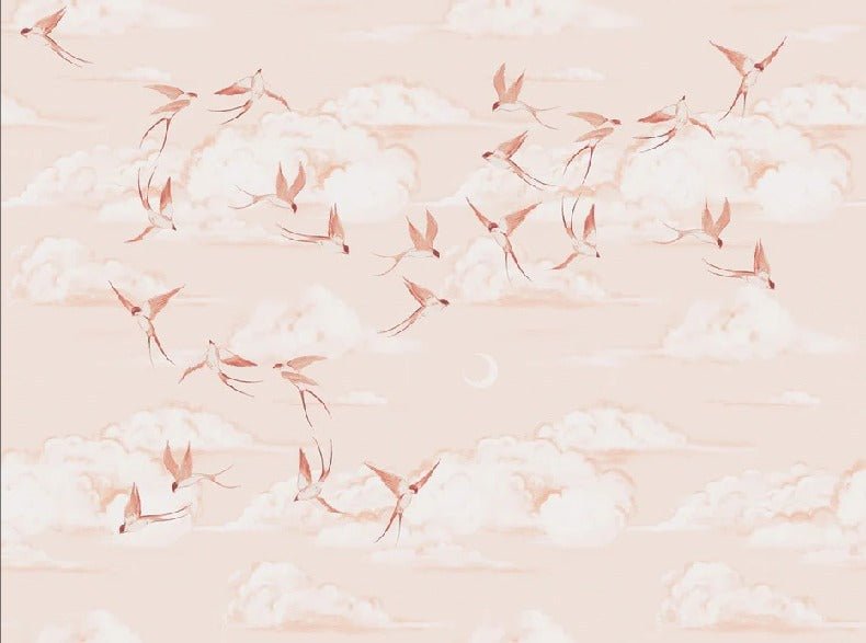 Papel pintado terracota poético para dormitorio infantil