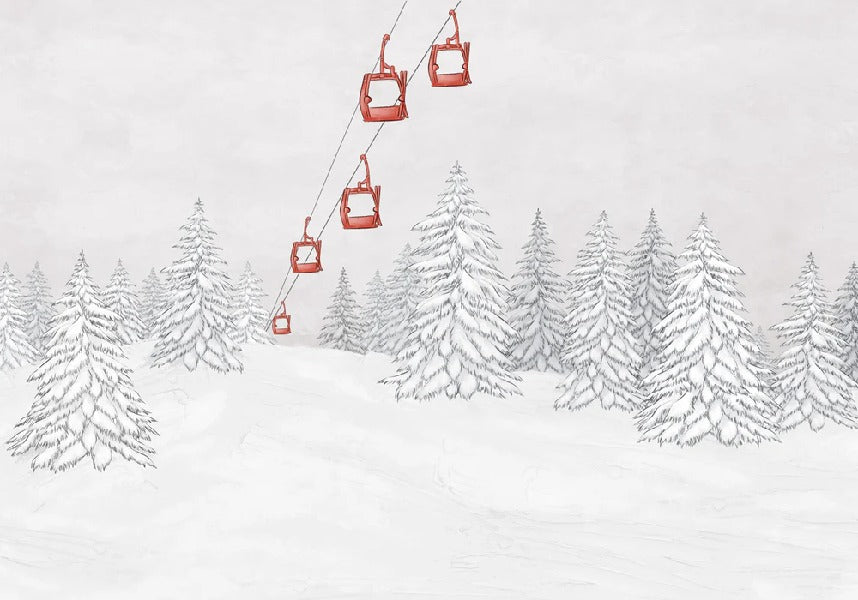 Papel pintado góndola roja montaña