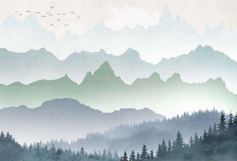 Papel pintado para baño Forest morning mist