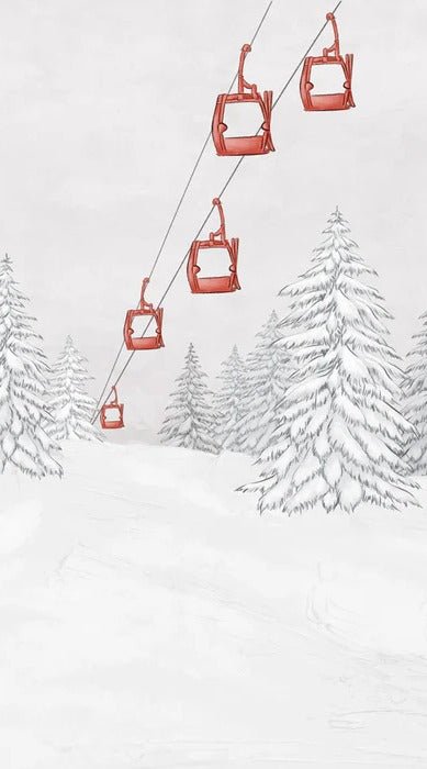 Papel pintado góndola roja montaña