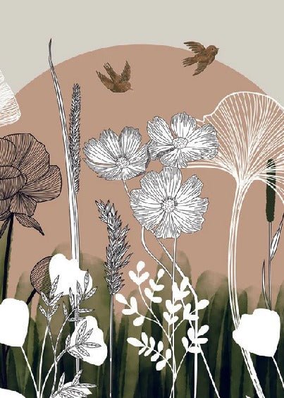 Papel pintado Ilustración floral panorámica