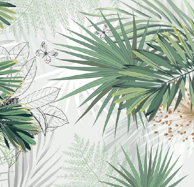 Papel pintado Panoramic nature green palm