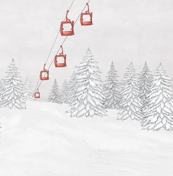 Papel pintado góndola roja montaña