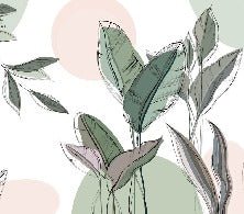 Papier peint panoramique végétal graphique vert, XXL, tendance