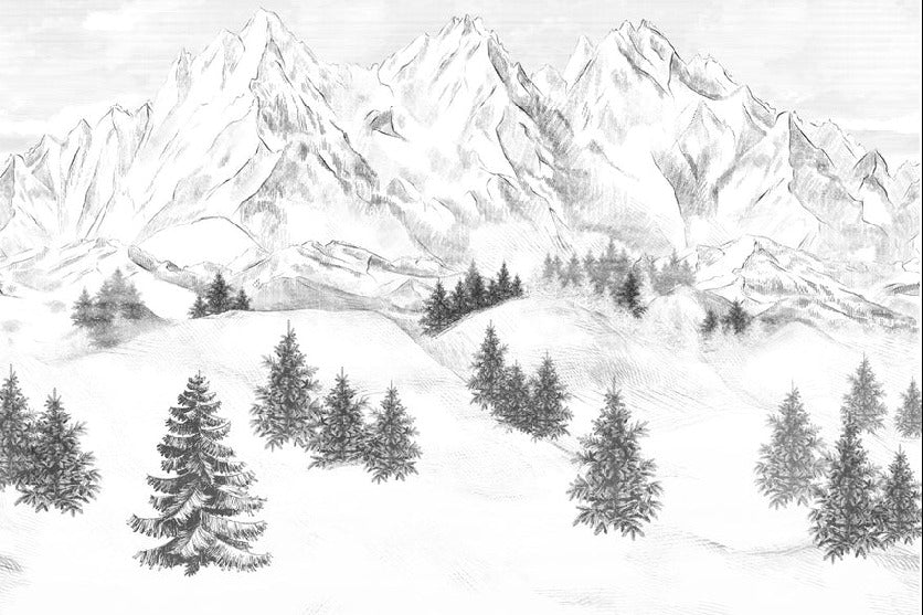 Papier peint montagne sommets de Chamonix, XXL, tendance