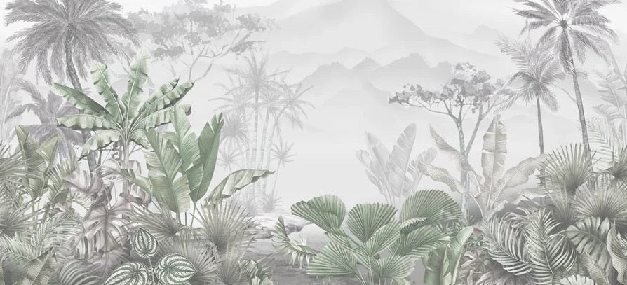 Papel pintado verde tropical
