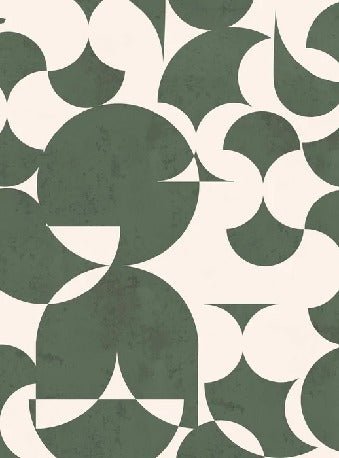 Papier peint rétro forme graphique vert