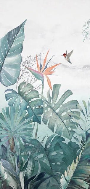 Papier peint jungle bleu marbre, XXL, tendance