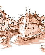 Papel pintado terracota Venecia de los Alpes