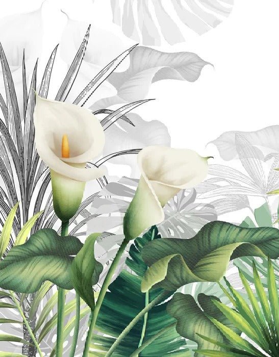 Papel pintado para cuarto de baño Naturaleza de lirios blancos