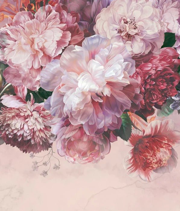 Papier peint panoramique pivoines rosé, XXL, tendance