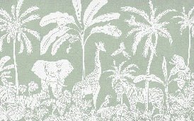 Papel pintado infantil safari monocromo verde