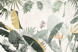 Papel pintado amarillo verdoso a medida para el cuarto de baño