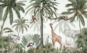 Papier peint enfant jungle paisible, XXL, tendance