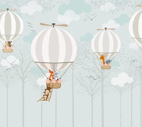 Papel pintado infantil Globo aerostático nórdico