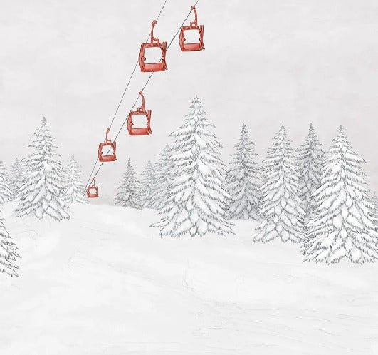 Papel pintado góndola roja montaña