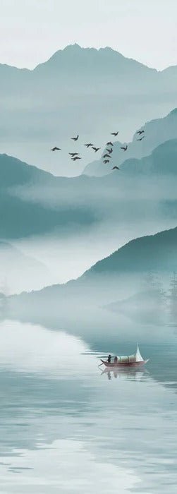 Papel pintado entre montaña y lago