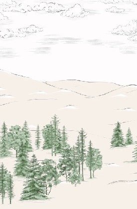 Papier peint esquisse de Cimes vert, XXL, tendance
