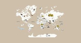 Papier peint Carte du monde en Francais enfant beige, XXL, tendance