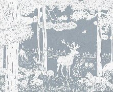Papier peint animaux des bois bleu, XXL, tendance