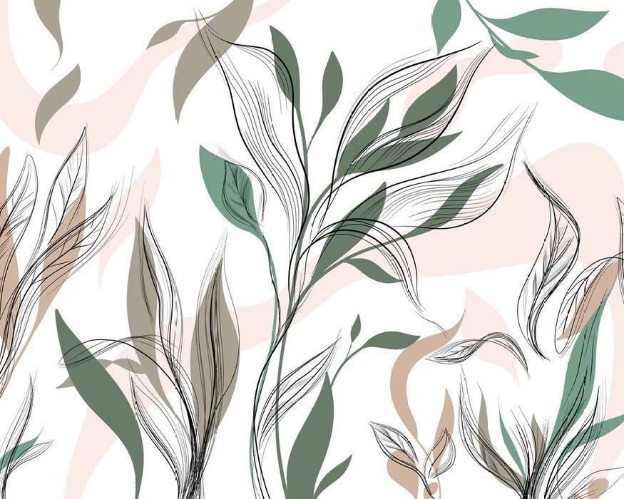 Papel pintado panorámico de flores gráficas