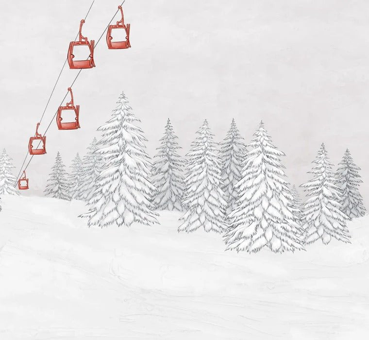Papel pintado góndola roja montaña