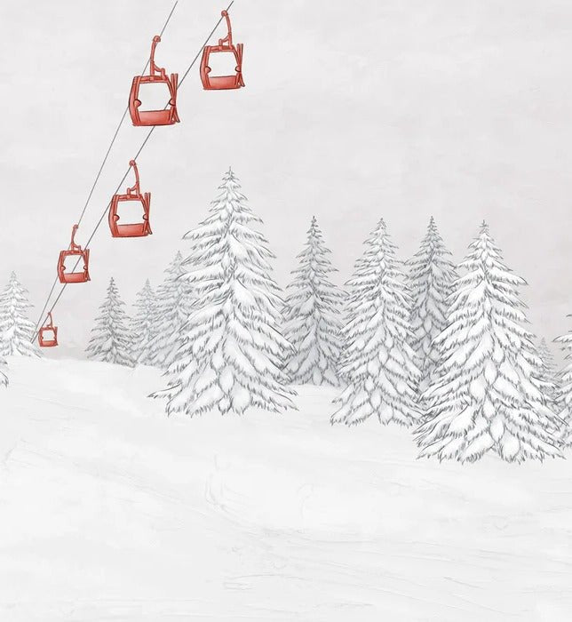 Papel pintado góndola roja montaña