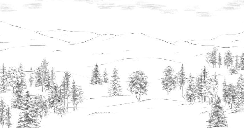 Papel pintado Cimes sketch montaña