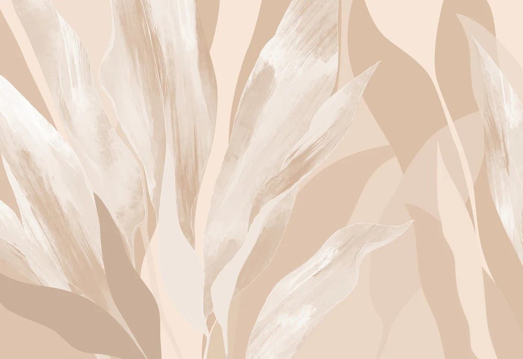 Papel pintado de tela floral beige