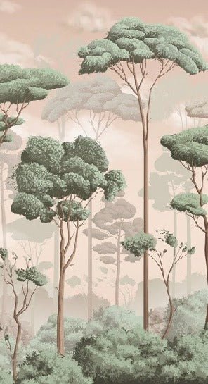 Papel pintado panorámico Voluptuoso bosque de jazmines y pinos
