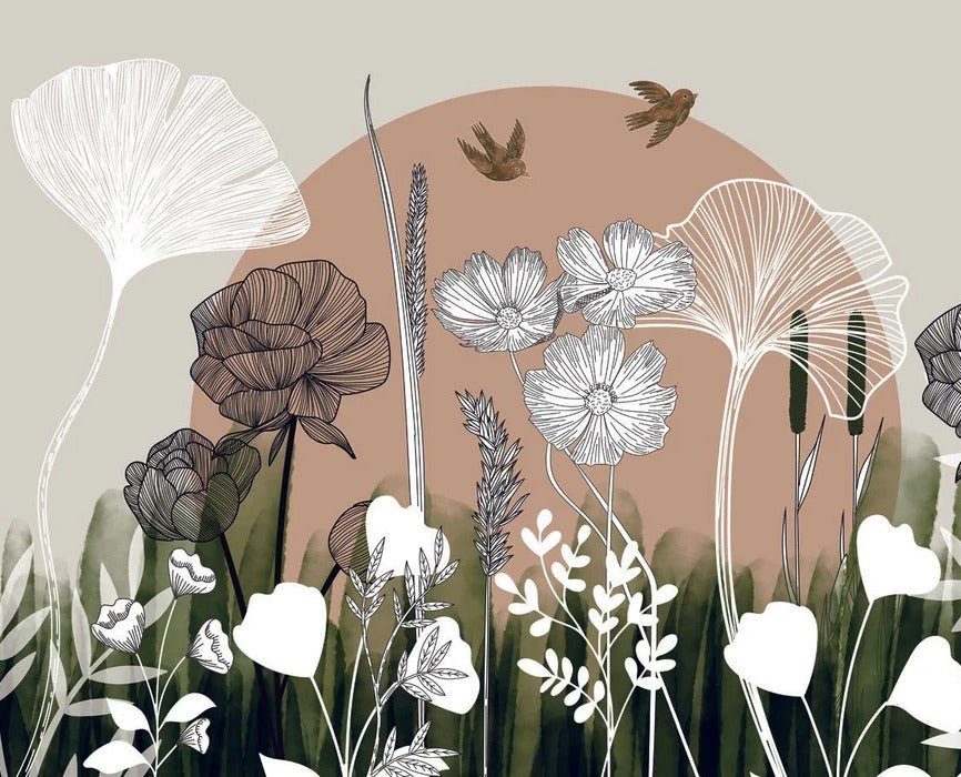 Papier peint panoramique illustration florale