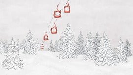 Papel pintado góndola roja montaña