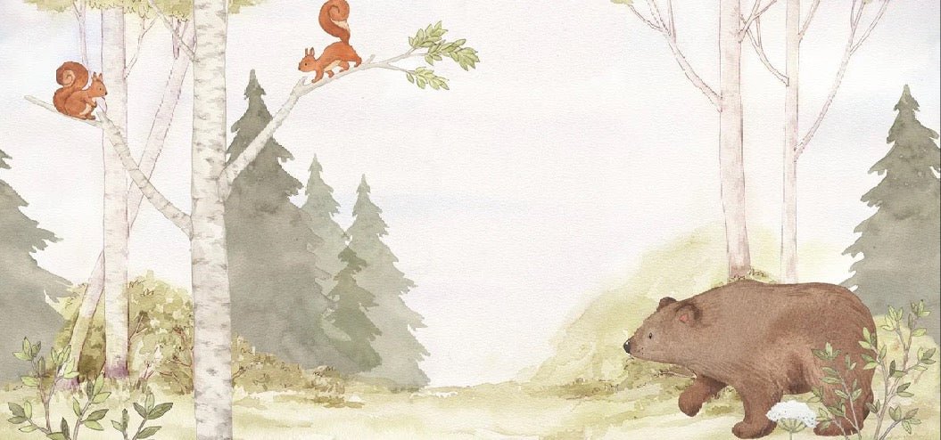 Tierno papel pintado infantil Oso en el bosque