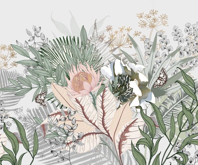 Papel pintado Botánico floral panorámico